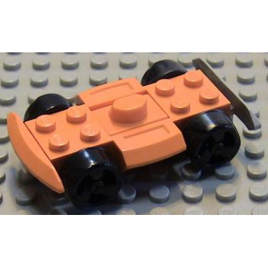 orange vehicle base 4 x 6 racer base with black wheels and light gray bumper