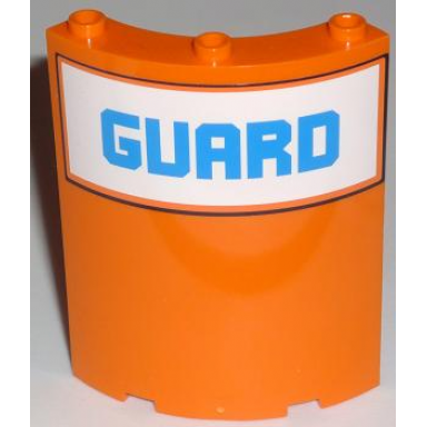 orange cylinder quarter 4 x 4 x 6 with blue guard pattern sticker - set 7739