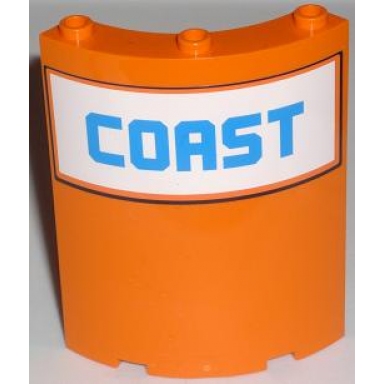 orange cylinder quarter 4 x 4 x 6 with blue coast pattern sticker - set 7739