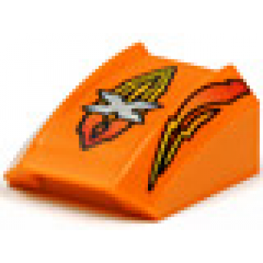 orange slope curved 2 x 2 lip with island xtreme stunts logo and flames pattern