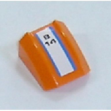 orange slope curved 2 x 2 lip with 2 blue stripes and b14 pattern sticker - set 7737