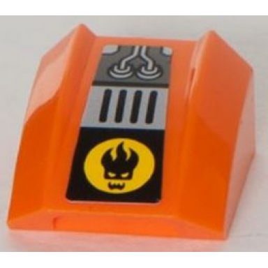 orange slope curved 2 x 2 lip with agents dr inferno logo pattern sticker - set 8632