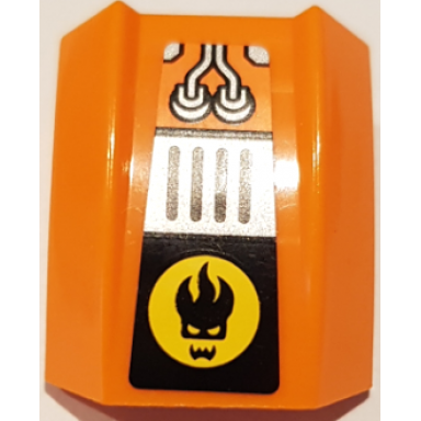orange slope curved 2 x 2 lip with black and yellow agents dr inferno logo and silver grille and wires pattern sticker - set 8970