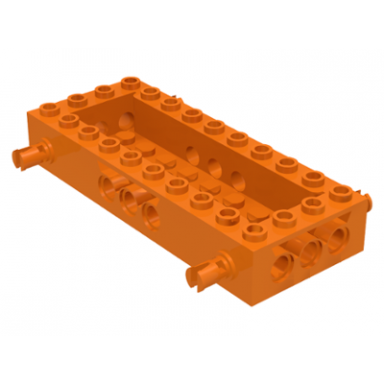 orange vehicle base 4 x 10 x 1 1 3 with 8 x 2 recessed center 4 pins technic holes