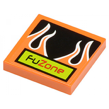 orange tile 2 x 2 with fuzone and orange flames on black background pattern sticker - set 8125