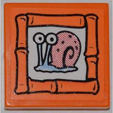 orange tile 2 x 2 with snail gary portrait on orange background pattern sticker - set 3818
