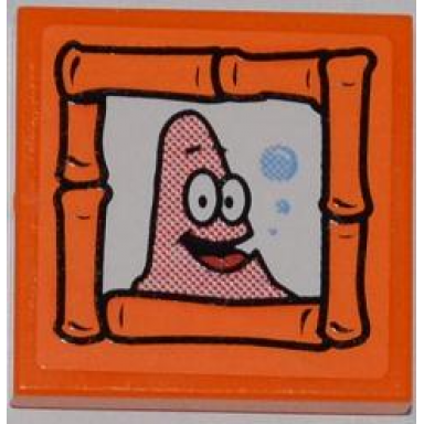 orange tile 2 x 2 with patrick making bubbles portrait pattern sticker - set 3818