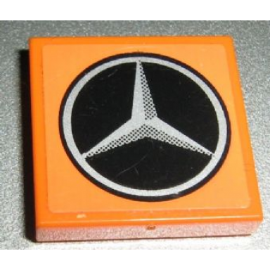 orange tile 2 x 2 with mercedes-benz logo pattern sticker - set 8110