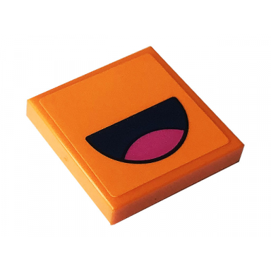 orange tile 2 x 2 with open mouth with dark pink tongue pattern sticker - set 41337