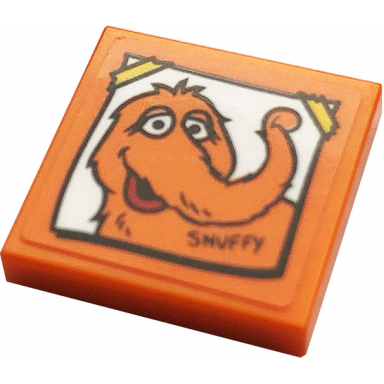 orange tile 2 x 2 with poster with snuffy pattern sticker - set 21324