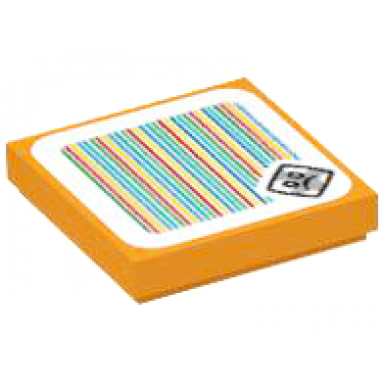 orange tile 2 x 2 with super mario scanner code bramball pattern sticker - sets 71381 71413