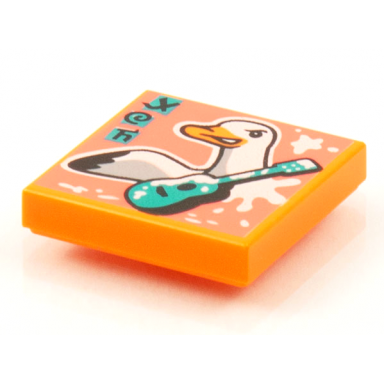 orange tile 2 x 2 with beatbit album cover - duck and guitar pattern
