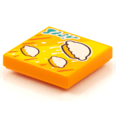 orange tile 2 x 2 with beatbit album cover - flying pies pattern