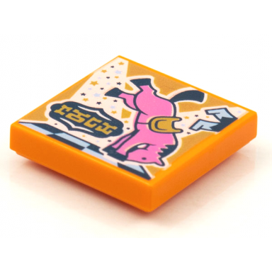 orange tile 2 x 2 with beatbit album cover - bucking bronco horse pattern