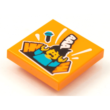 orange tile 2 x 2 with beatbit album cover - singer falling in trap door pattern