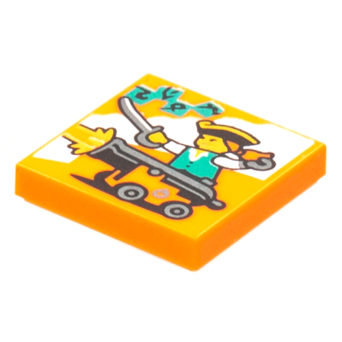 orange tile 2 x 2 with beatbit album cover - pirate firing cannon pattern