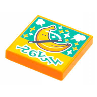 orange tile 2 x 2 with beatbit album cover - banana with magic wand pattern