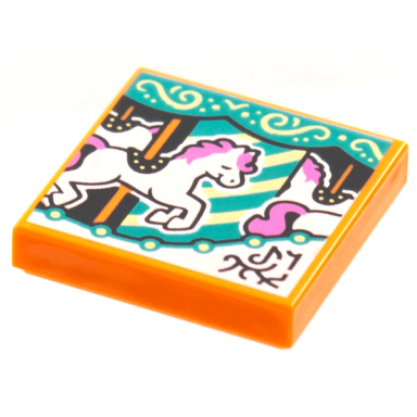 orange tile 2 x 2 with beatbit album cover - carousel horse pattern