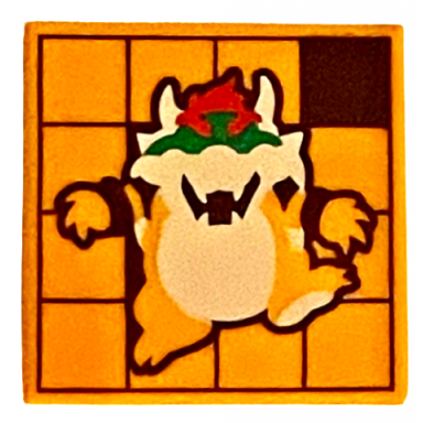 orange tile 2 x 2 with bowser and squares pattern