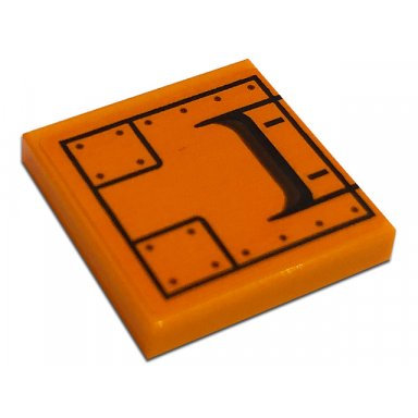orange tile 2 x 2 with hull plate black lines rivets and dark brown air intake pattern sticker - set 76193