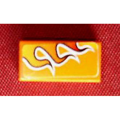 orange tile 1 x 2 with flames with white outline pattern model left side sticker - set 8641