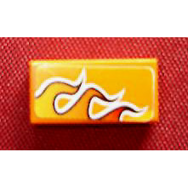 orange tile 1 x 2 with flames with white outline pattern model right side sticker - set 8641