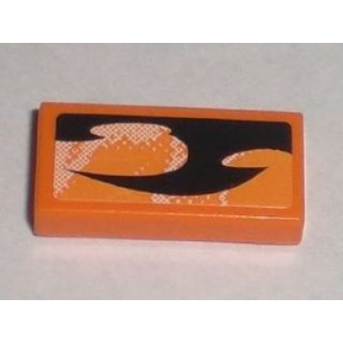 orange tile 1 x 2 with orange and black decorative pattern model right side sticker - set 8211