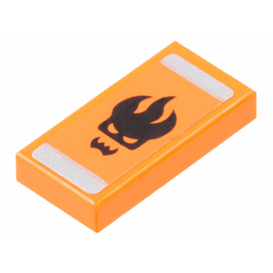 orange tile 1 x 2 with agents dr inferno logo and silver ends pattern sticker - set 8630