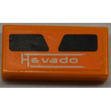 orange tile 1 x 2 with white hevado and 2 black air intakes pattern sticker - set 8125
