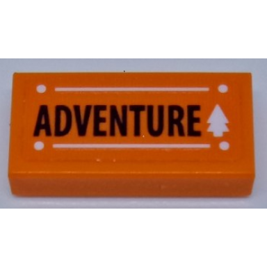 orange tile 1 x 2 with black adventure white tree lines and dots pattern sticker - set 41339