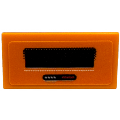 orange tile 1 x 2 with red and silver light with black outline and rectangle pattern sticker - set 76918