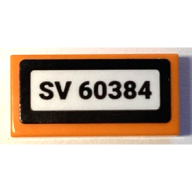 orange tile 1 x 2 with sv 60384 pattern sticker - set 60384