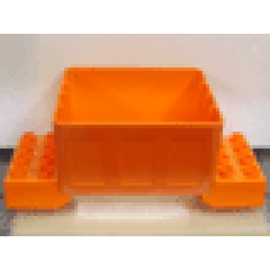 orange duplo loading chute with 2 x 4 base bricks