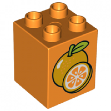 orange duplo brick 2 x 2 x 2 with oranges pattern
