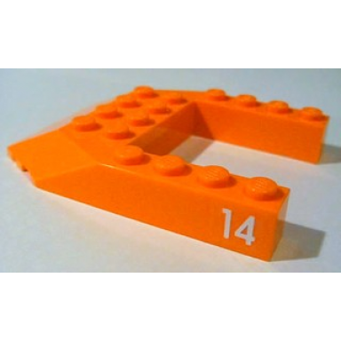 orange wedge 6 x 8 cutout with white 14 pattern on both sides stickers - set 10233