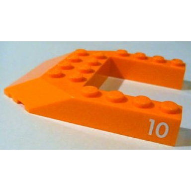 orange wedge 6 x 8 cutout with white 10 pattern on both sides stickers - set 10233