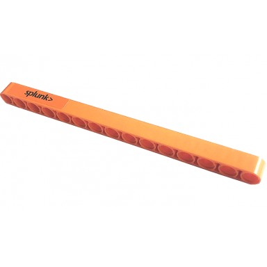 orange technic liftarm thick 1 x 15 with black splunk> pattern model left side sticker - set 42141