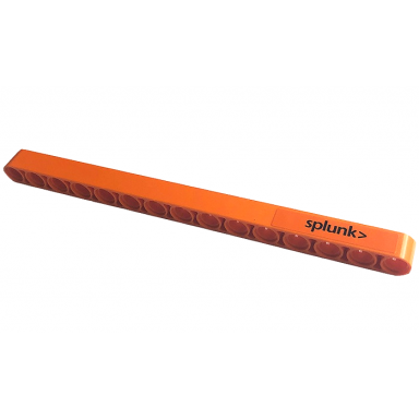 orange technic liftarm thick 1 x 15 with black splunk> pattern model right side sticker - set 42141