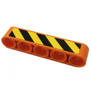 orange technic liftarm thick 1 x 5 with black and yellow danger stripes pattern model right side sticker - set 42128