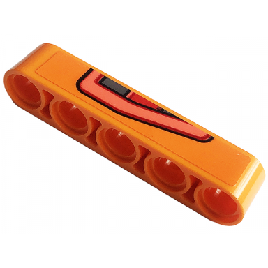 orange technic liftarm thick 1 x 5 with red taillight with black outline pattern model left side sticker - set 42126