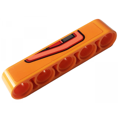 orange technic liftarm thick 1 x 5 with red taillight with black outline pattern model right side sticker - set 42126