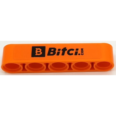 orange technic liftarm thick 1 x 5 with black bitci.com pattern sticker - set 42141 first version