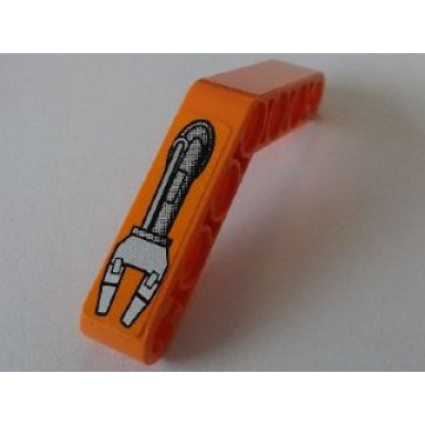 orange technic liftarm modified bent thick 1 x 7 4 - 4 with robot arm 2 fingers pattern model left side sticker - set 8307