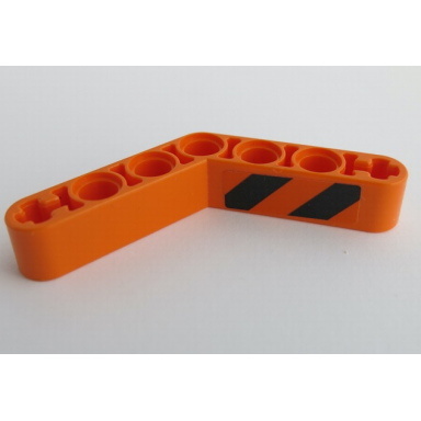orange technic liftarm modified bent thick 1 x 7 4 - 4 with black and orange danger stripes pattern model left side sticker - set 42071