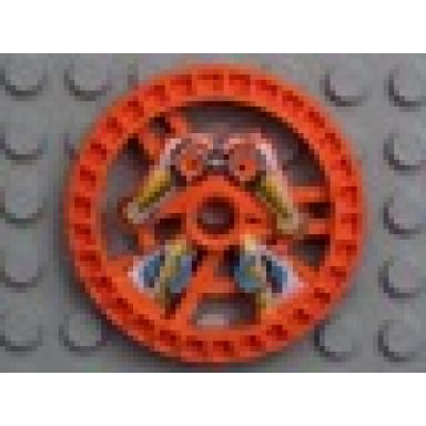 orange technic disk 5 x 5 - roborider talisman wheel scout mold with robot pattern