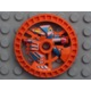 orange technic disk 5 x 5 - roborider talisman wheel skeleton mold with robot pattern