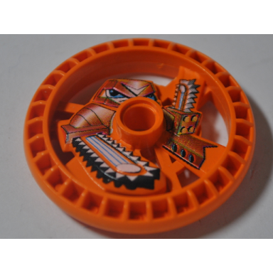 orange technic disk 5 x 5 - roborider talisman wheel chain-saw mold with robot pattern