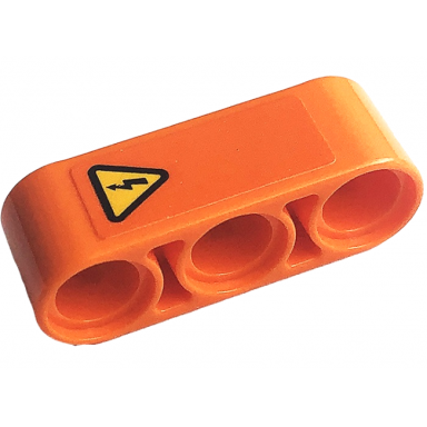 orange technic liftarm thick 1 x 3 with electricity danger sign pattern sticker - set 42141