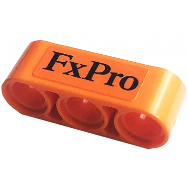 orange technic liftarm thick 1 x 3 with black fxpro pattern sticker - set 42141
