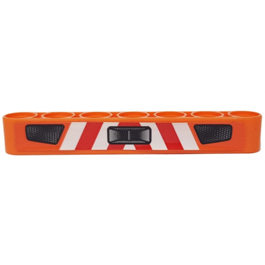 orange technic liftarm thick 1 x 7 with headlights and red and white danger stripes pattern sticker - set 42060